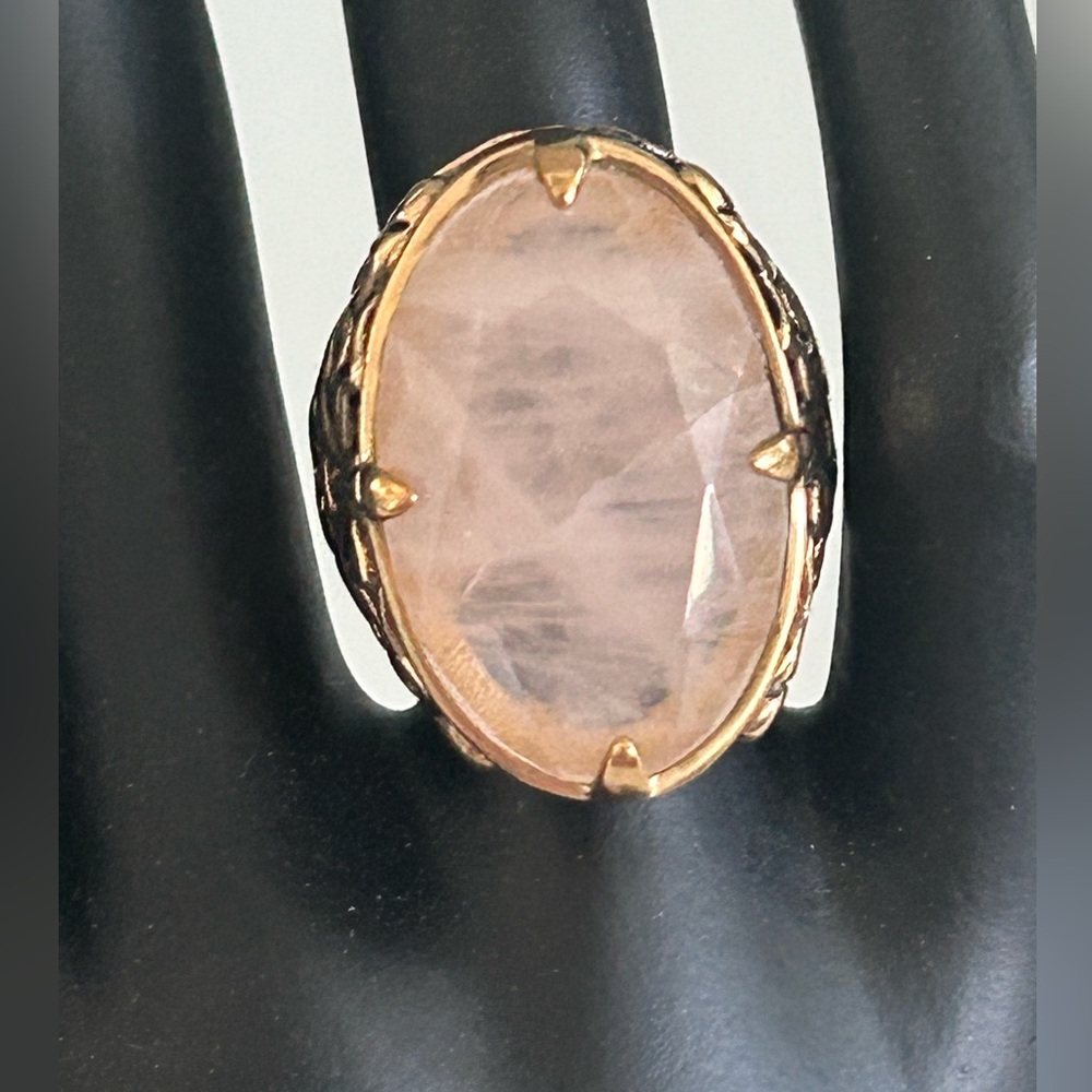 Barse Rose Quartz Brass Ring - Picture 2 of 6